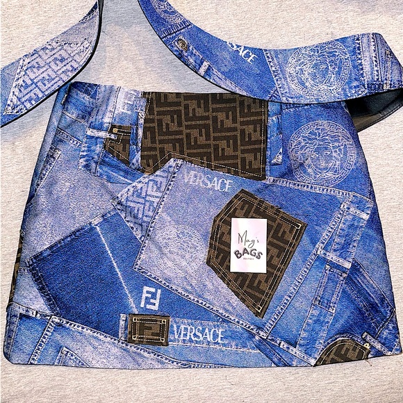 Versace x Fendi: Skirt with Belt Denim Patchwork by Fendace *RARE* (on Runway) - Picture 3 of 16